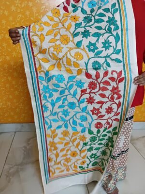 Silk Kantha Stitch Stole or Scarf