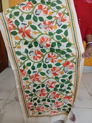 Silk Kantha Stitch Stole or Scarf