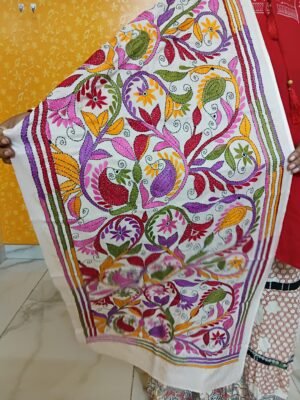 Silk Kantha Stitch Stole or Scarf