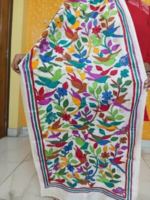 Silk Kantha Stitch Stole or Scarf